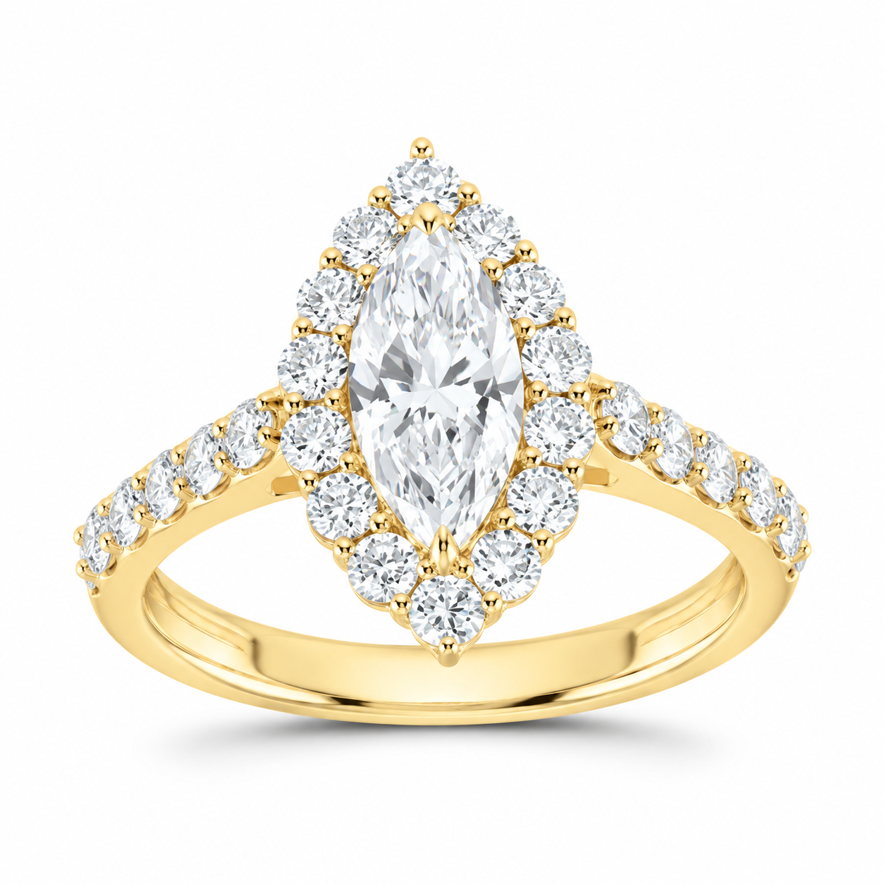 14K Yellow Gold 1 7/8 CTW Lab-Grown Diamond Marquise Engagement Ring, photo 1