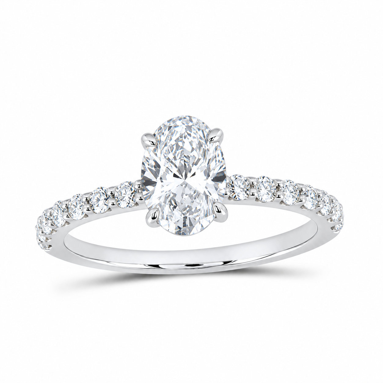 14K White Gold 1 1/3 CTW Lab-Grown Diamond Oval Engagement Ring, photo 1