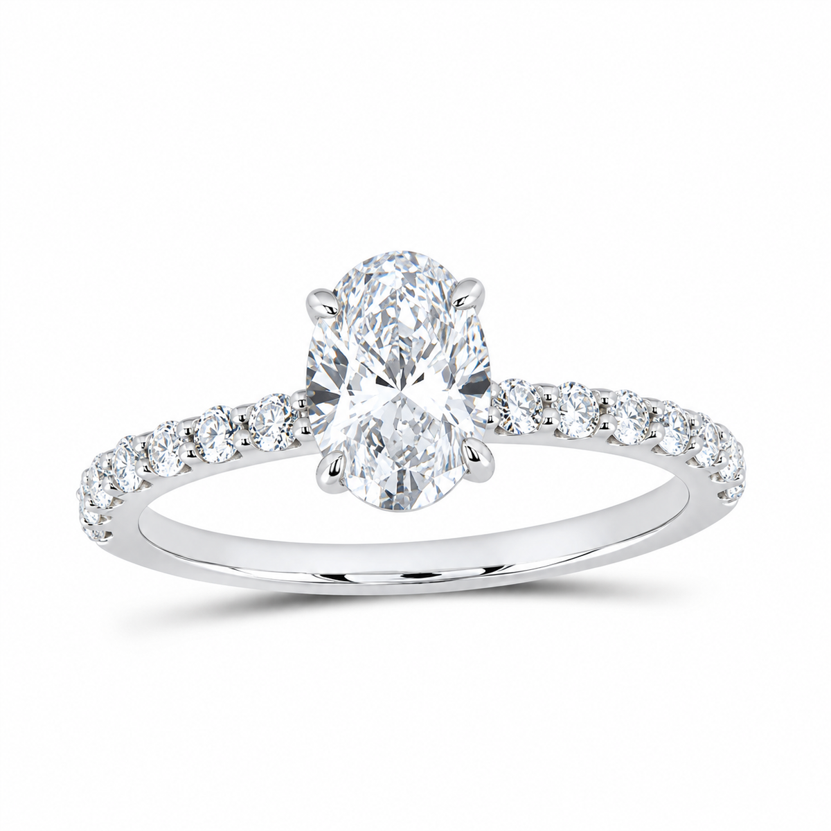 14K White Gold 1 1/3 CTW Lab-Grown Diamond Oval Engagement Ring, photo 1