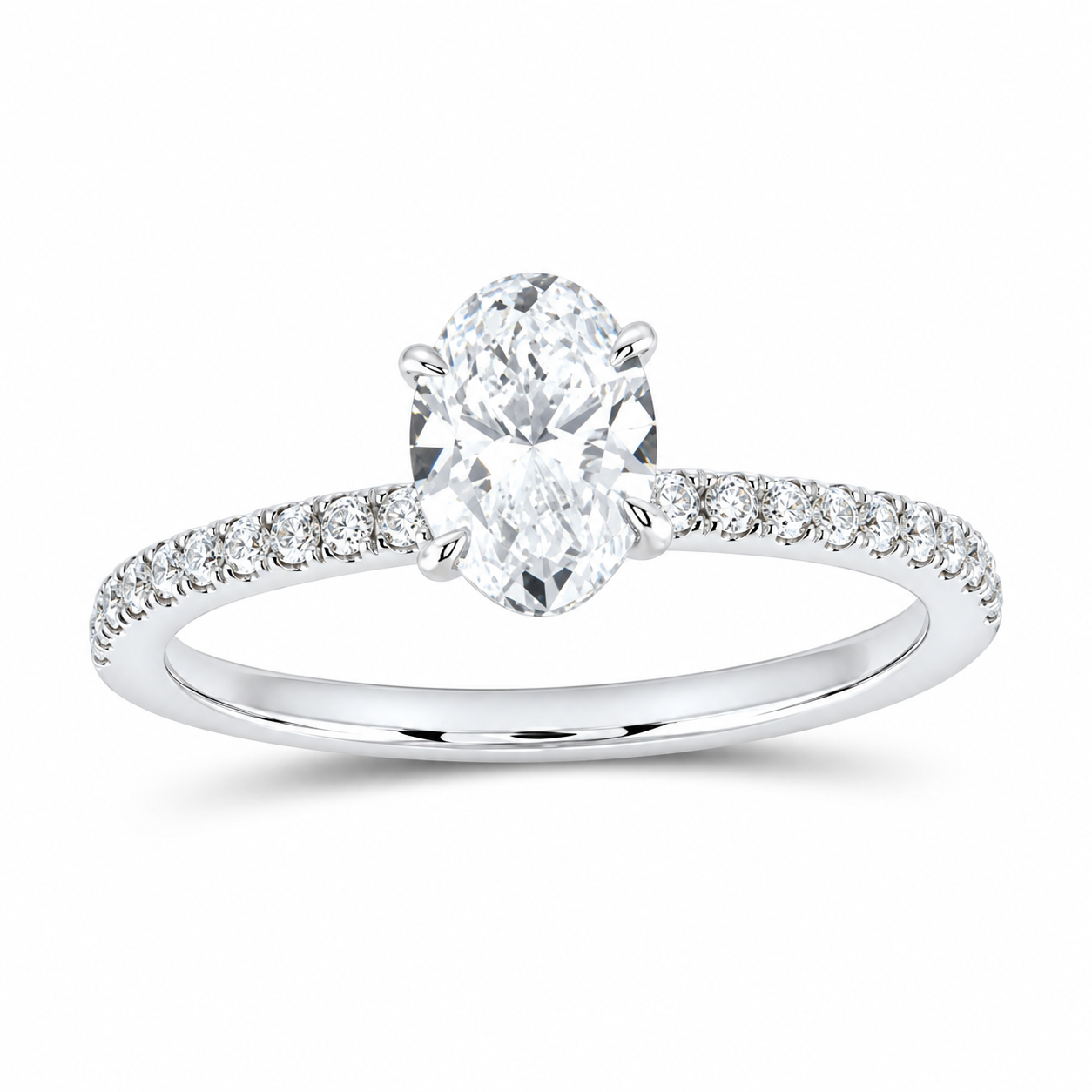 14K White Gold 1 1/3 CTW Lab-Grown Diamond Oval Engagement Ring, photo 1