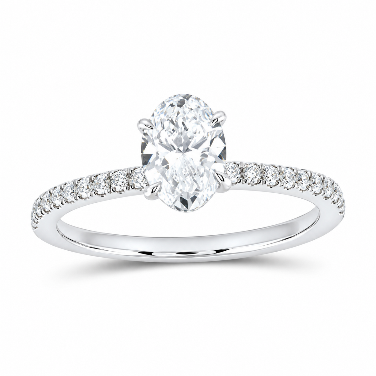 14K White Gold 1 1/3 CTW Lab-Grown Diamond Oval Engagement Ring, photo 1
