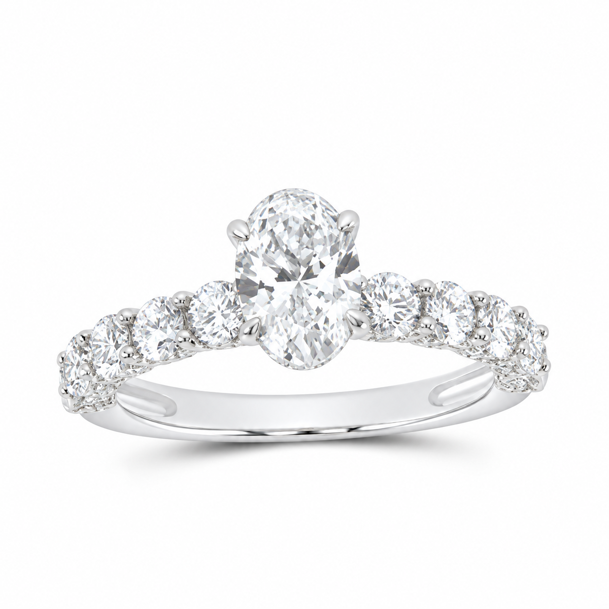 14K White Gold 2 1/2 CTW Lab-Grown Diamond Oval Engagement Ring, photo 1