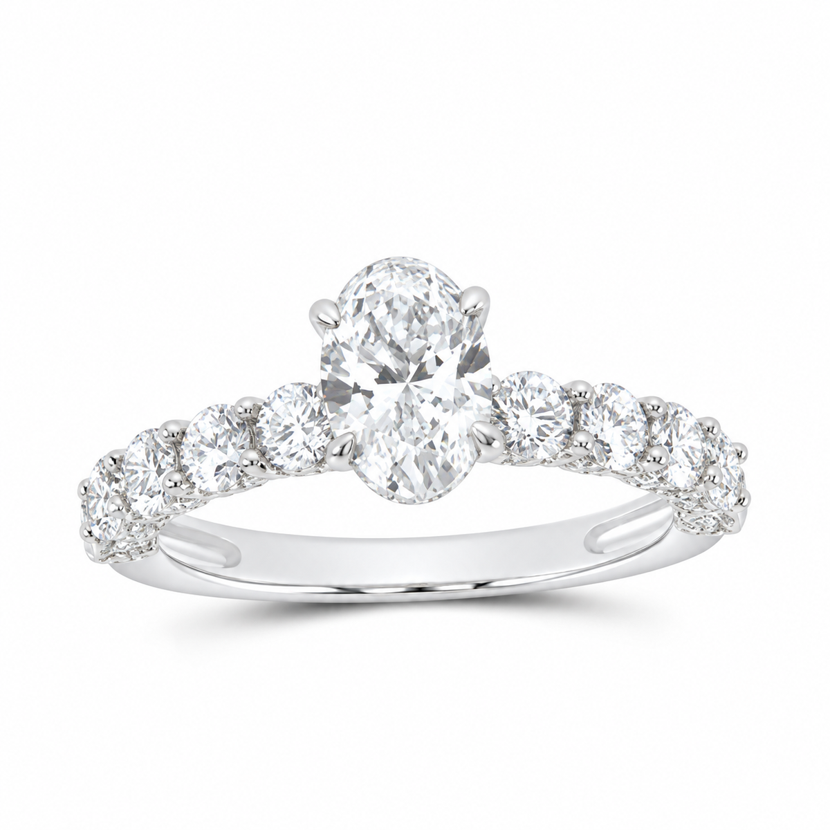 14K White Gold 2 1/2 CTW Lab-Grown Diamond Oval Engagement Ring, photo 1