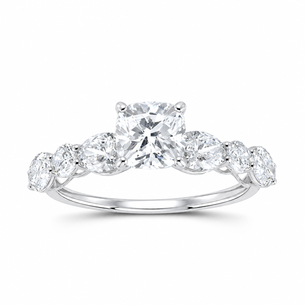 14K White Gold 2 1/4 CTW Lab-Grown Diamond Cushion Engagement Ring, photo 1
