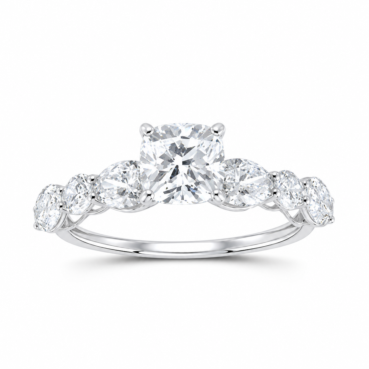 14K White Gold 2 1/4 CTW Lab-Grown Diamond Cushion Engagement Ring, photo 1