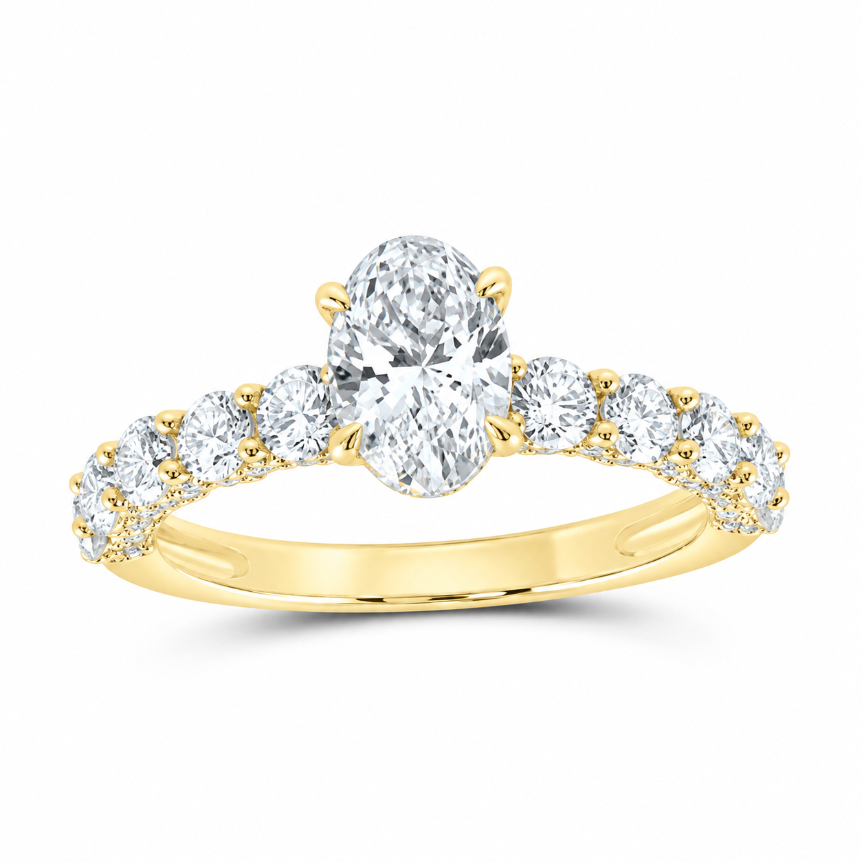 14K Yellow Gold 2 1/2 CTW Lab-Grown Diamond Oval Engagement Ring, photo 1