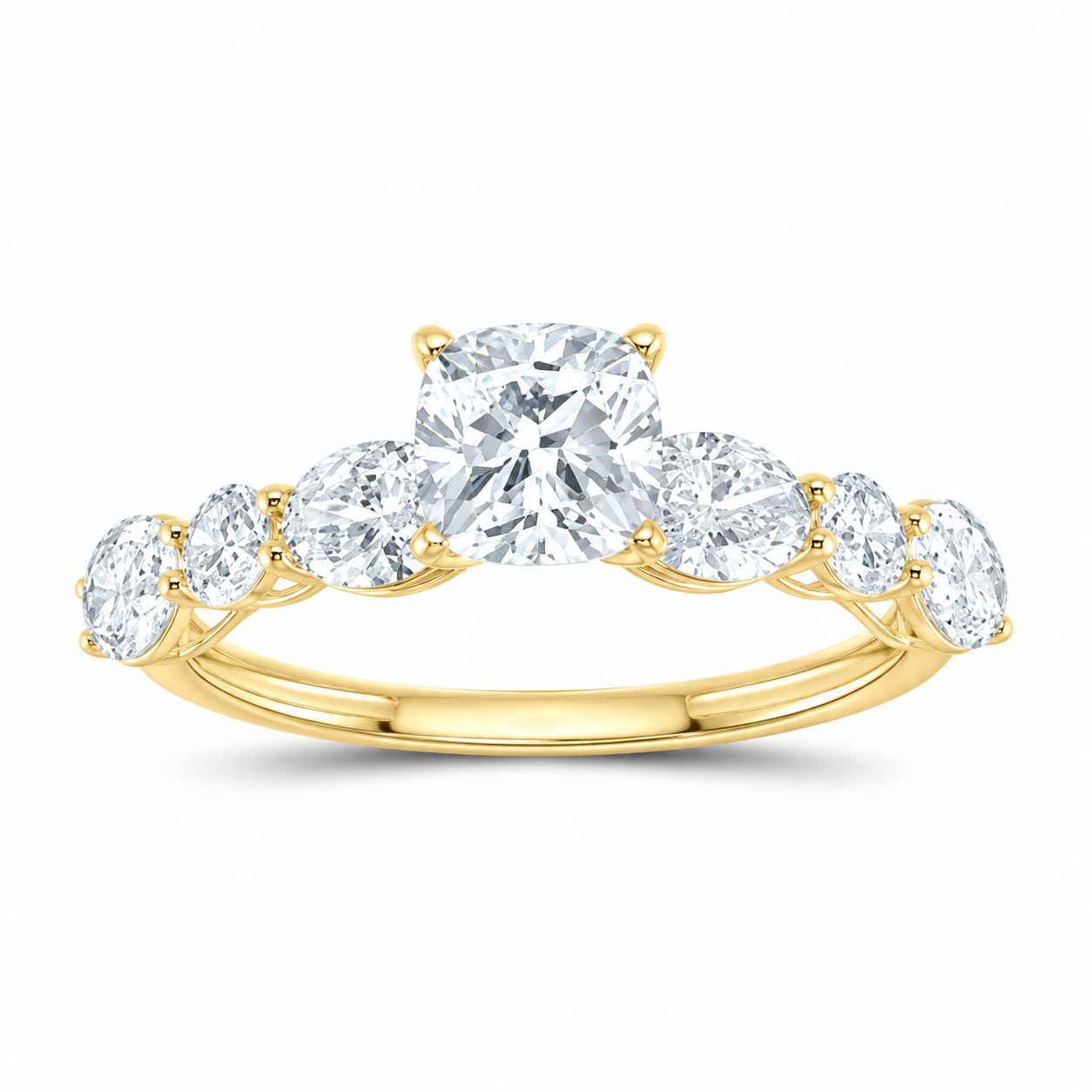 14K Yellow Gold 2 1/4 CTW Lab-Grown Diamond Cushion Engagement Ring, photo 1