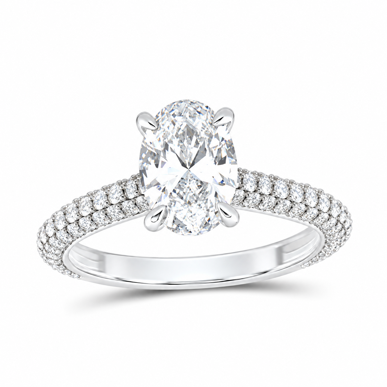14K White Gold 2 1/2 CTW Lab-Grown Diamond Oval Engagement Ring, photo 1