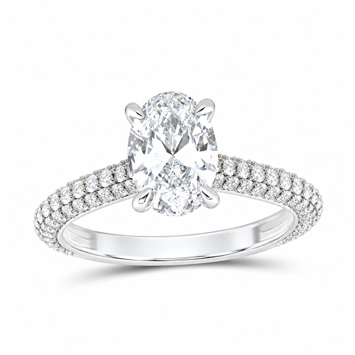14K White Gold 2 1/2 CTW Lab-Grown Diamond Oval Engagement Ring, photo 1