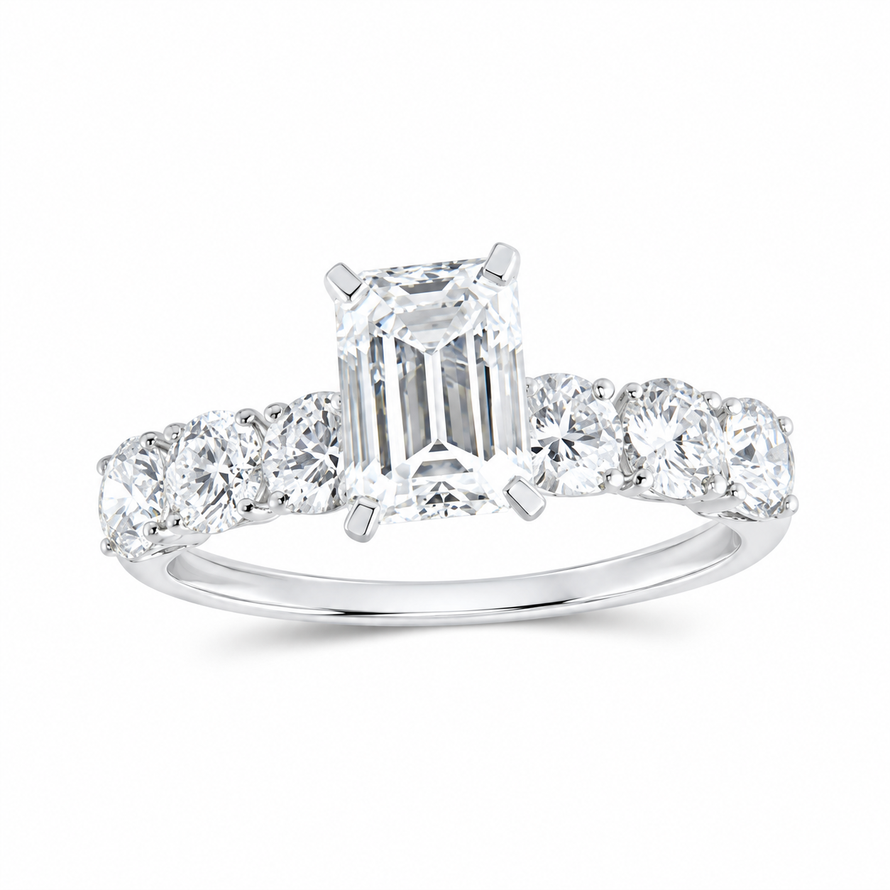 14K White Gold 2 1/2 CTW Lab-Grown Diamond Emerald Engagement Ring, photo 1