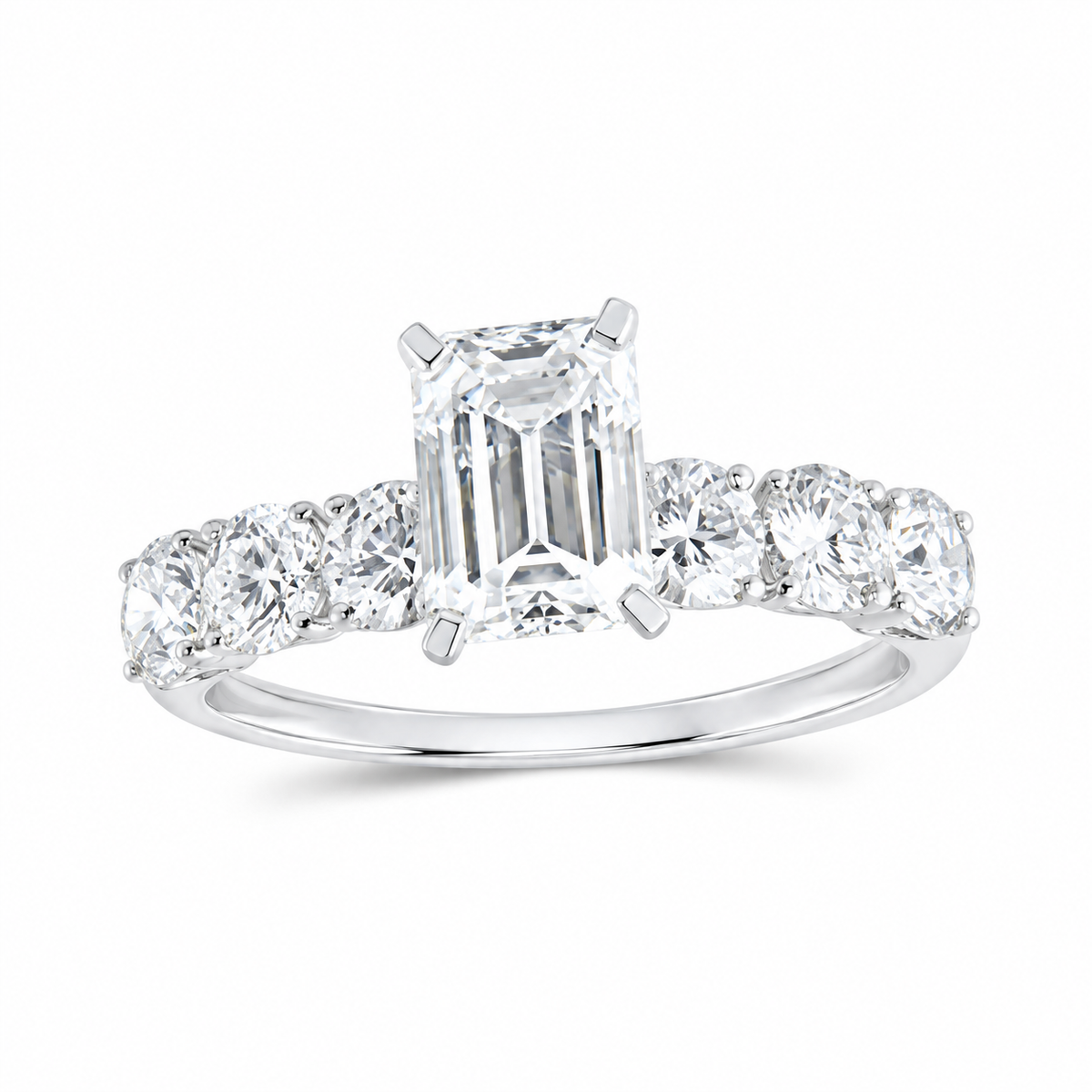 14K White Gold 2 1/2 CTW Lab-Grown Diamond Emerald Engagement Ring, photo 1
