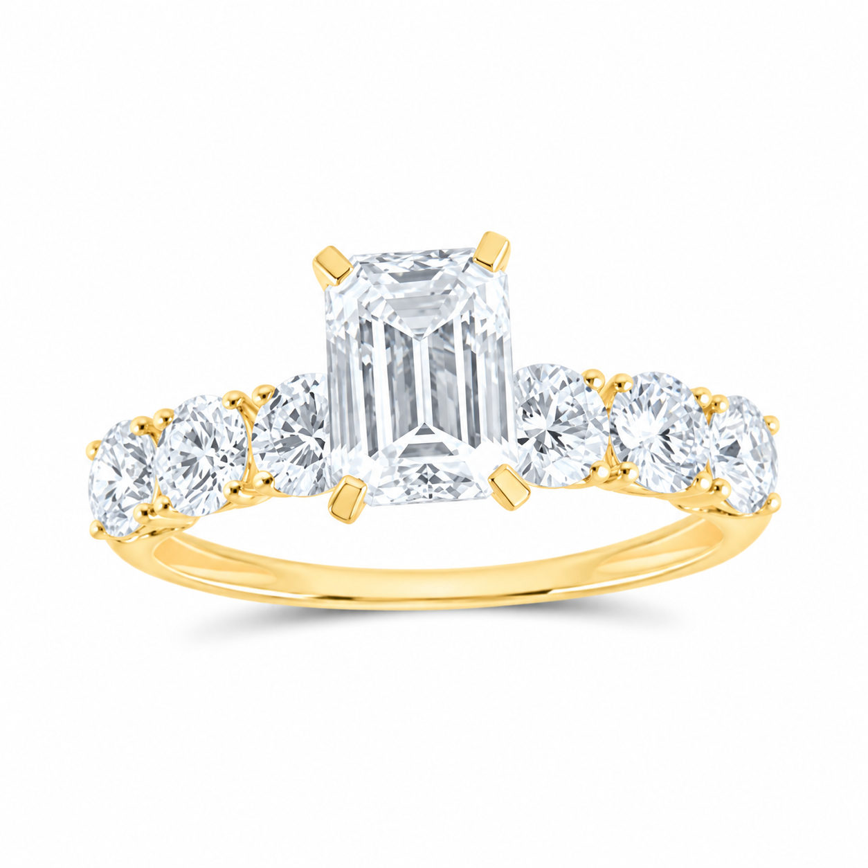 14K Yellow Gold 2 1/2 CTW Lab-Grown Diamond Emerald Engagement Ring, photo 1