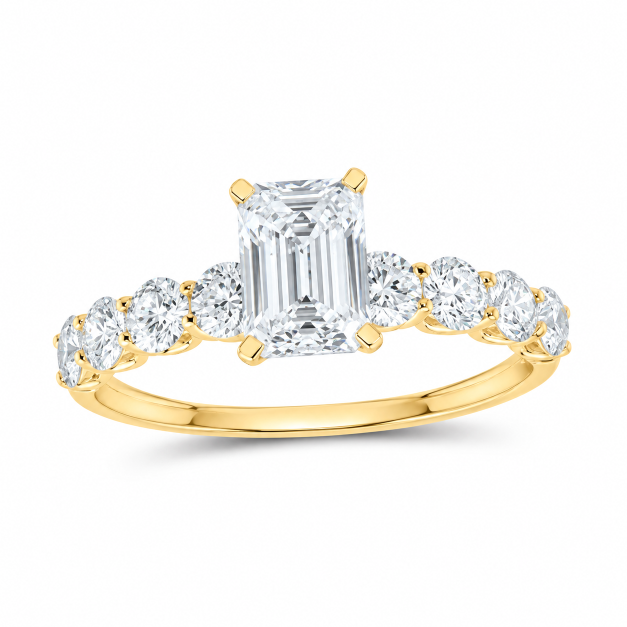 14K Yellow Gold 1 7/8 CTW Lab-Grown Diamond Emerald Engagement Ring, photo 1