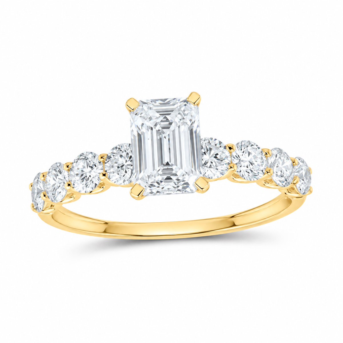 14K Yellow Gold 1 7/8 CTW Lab-Grown Diamond Emerald Engagement Ring, photo 1