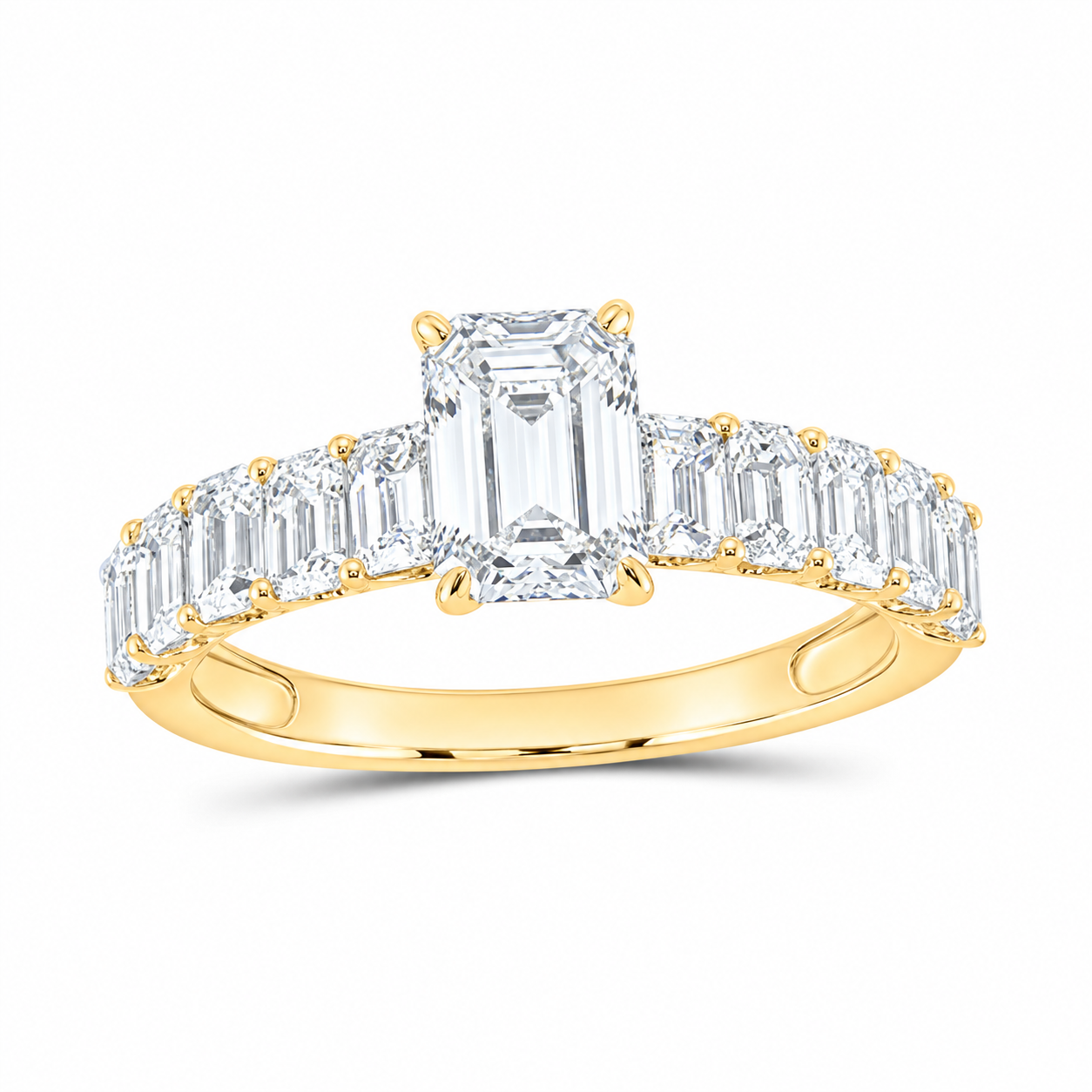 14K Yellow Gold 2 1/2 CTW Lab-Grown Diamond Emerald Engagement Ring, photo 1