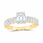 14K Yellow Gold 2 1/2 CTW Lab-Grown Diamond Emerald Engagement Ring, photo 1