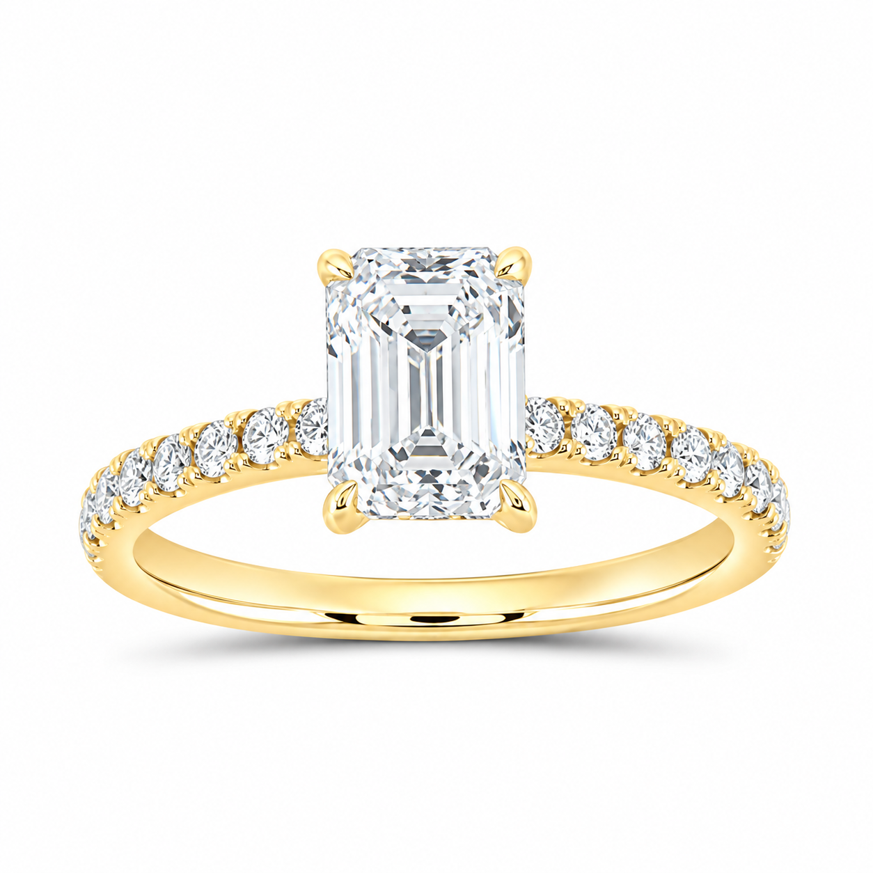 14K Yellow Gold 1 7/8 CTW Lab-Grown Diamond Emerald Engagement Ring, photo 1