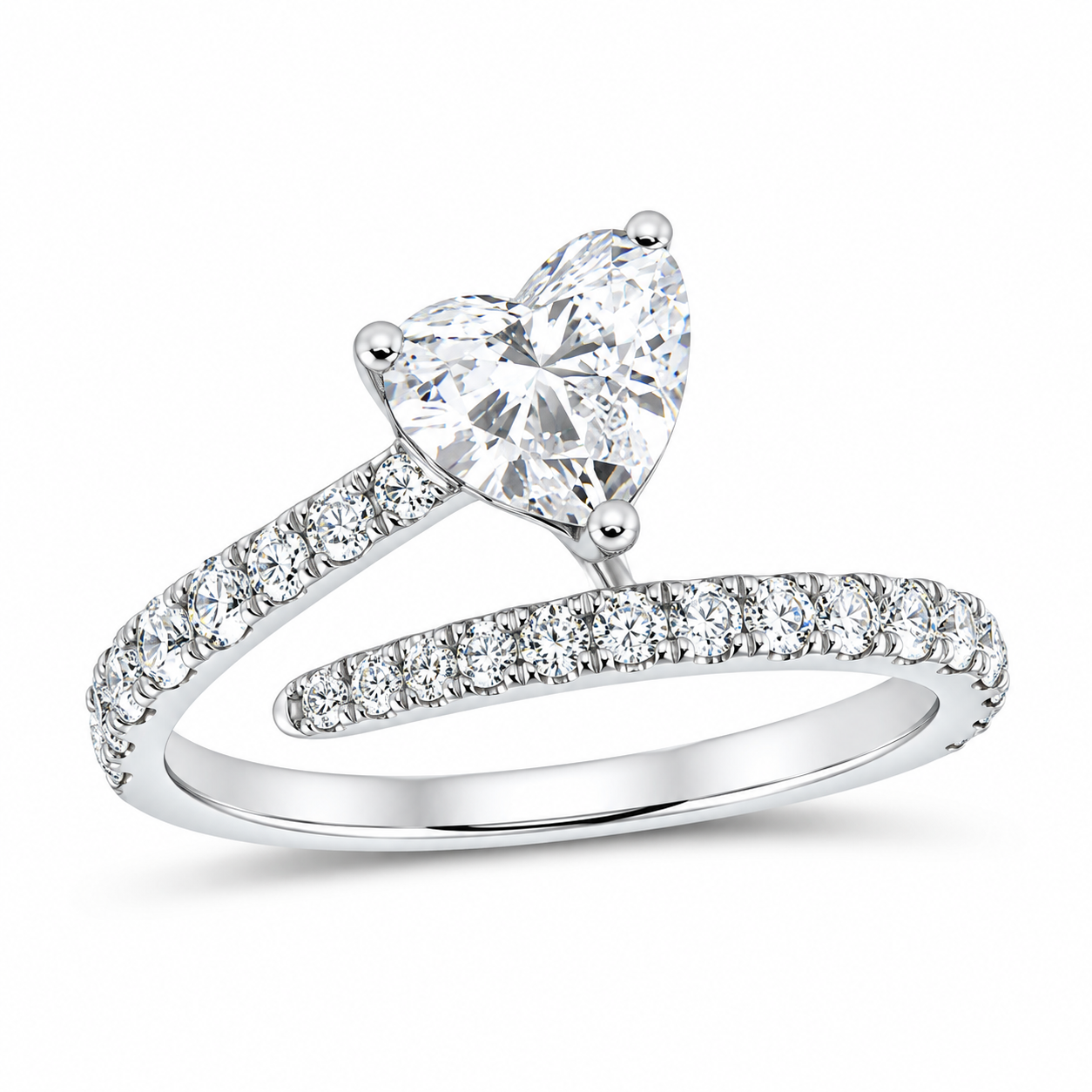14K White Gold 1 1/2 CTW Lab-Grown Diamond Heart Engagement Ring, photo 1