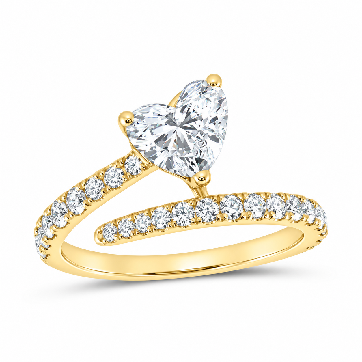 14K Yellow Gold 1 1/2 CTW Lab-Grown Diamond Heart Engagement Ring, photo 1