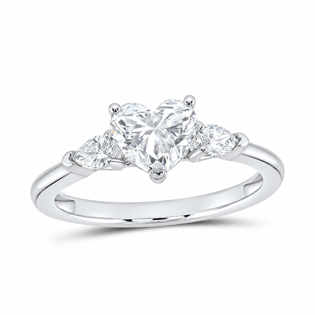 14K White Gold 1 1/5 CTW Lab-Grown Diamond Heart Engagement Ring, photo 1