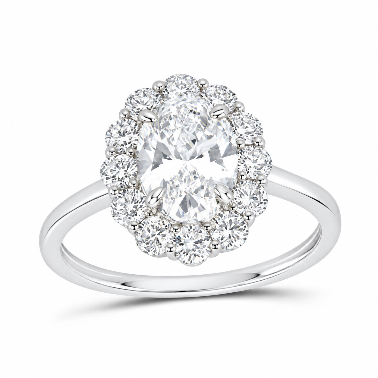 14K White Gold 2 1/3 CTW Lab-Grown Diamond Oval Engagement Ring, photo 1