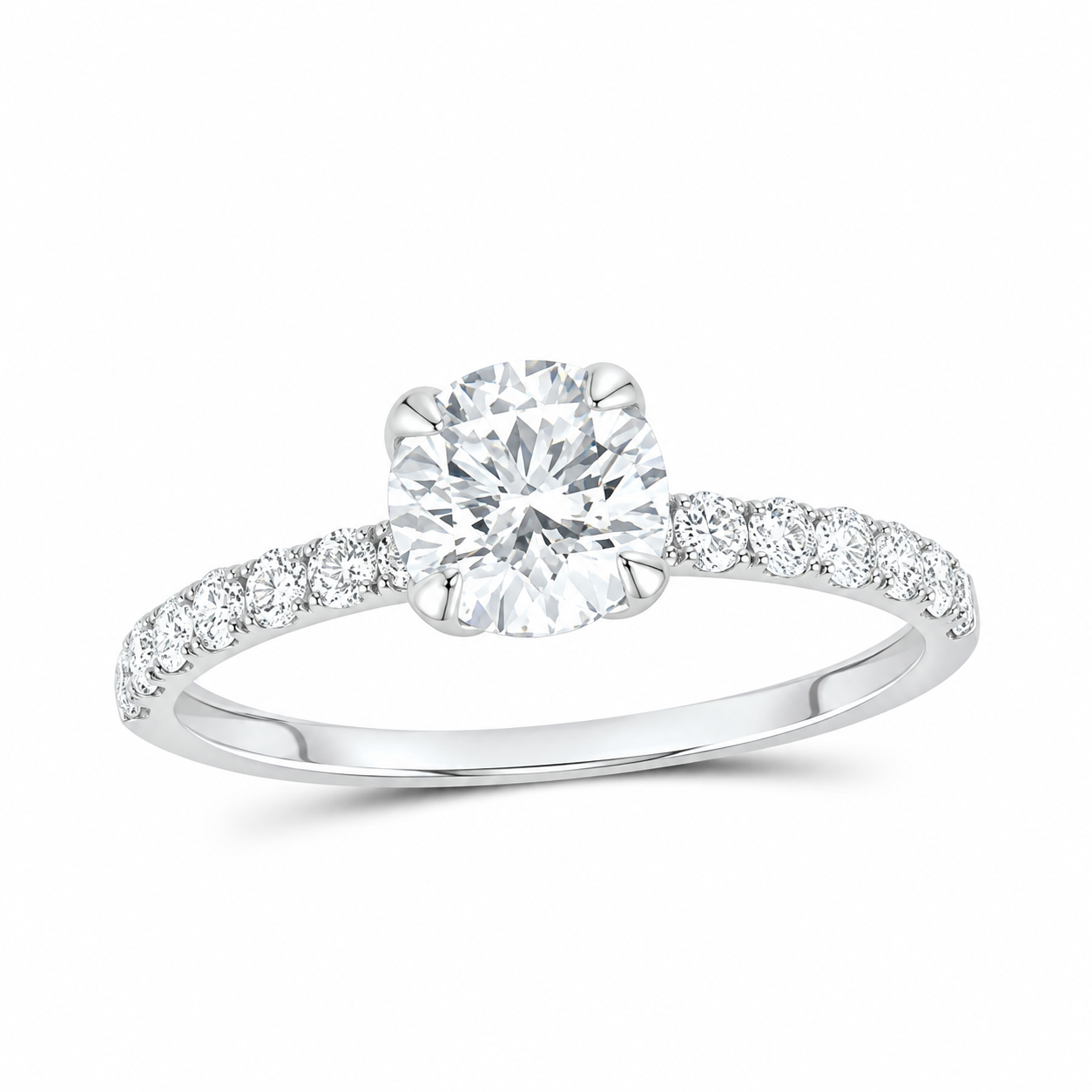 14K White Gold 1 1/3 CTW Lab-Grown Diamond Round Engagement Ring, photo 1