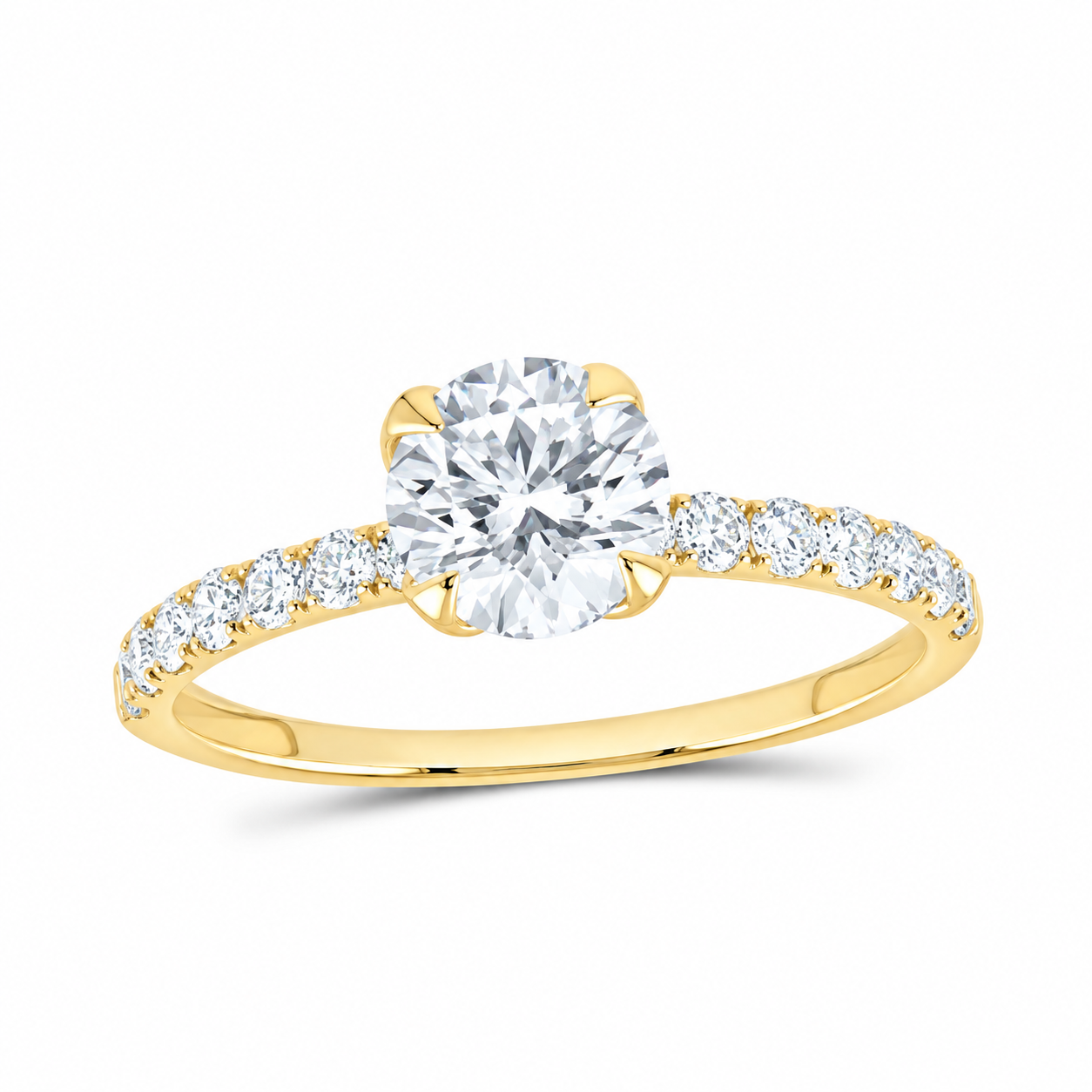 14K Yellow Gold 1 1/3 CTW Lab-Grown Diamond Round Engagement Ring, photo 1