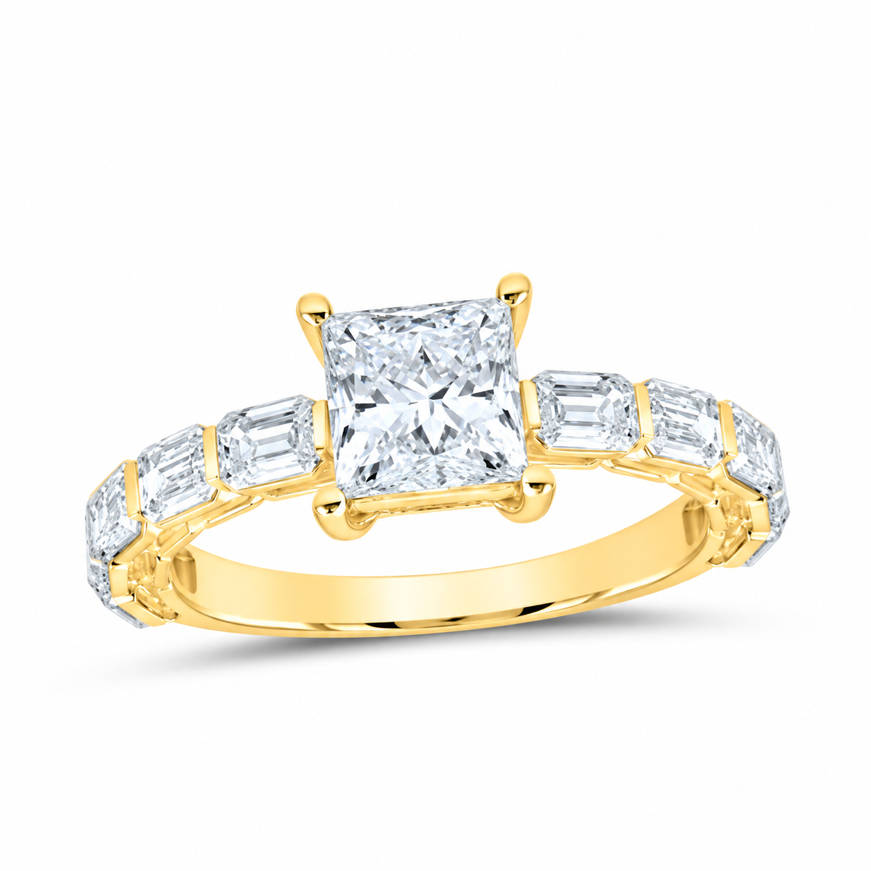 14K Yellow Gold 2 3/4 CTW Lab-Grown Diamond Princess Engagement Ring, photo 1
