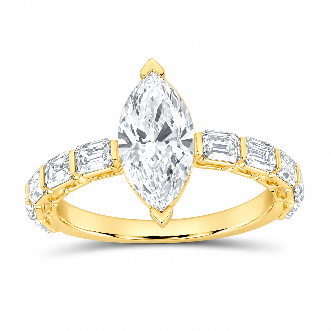 14K Yellow Gold 3 CTW Lab-Grown Diamond Marquise Engagement Ring, photo 1