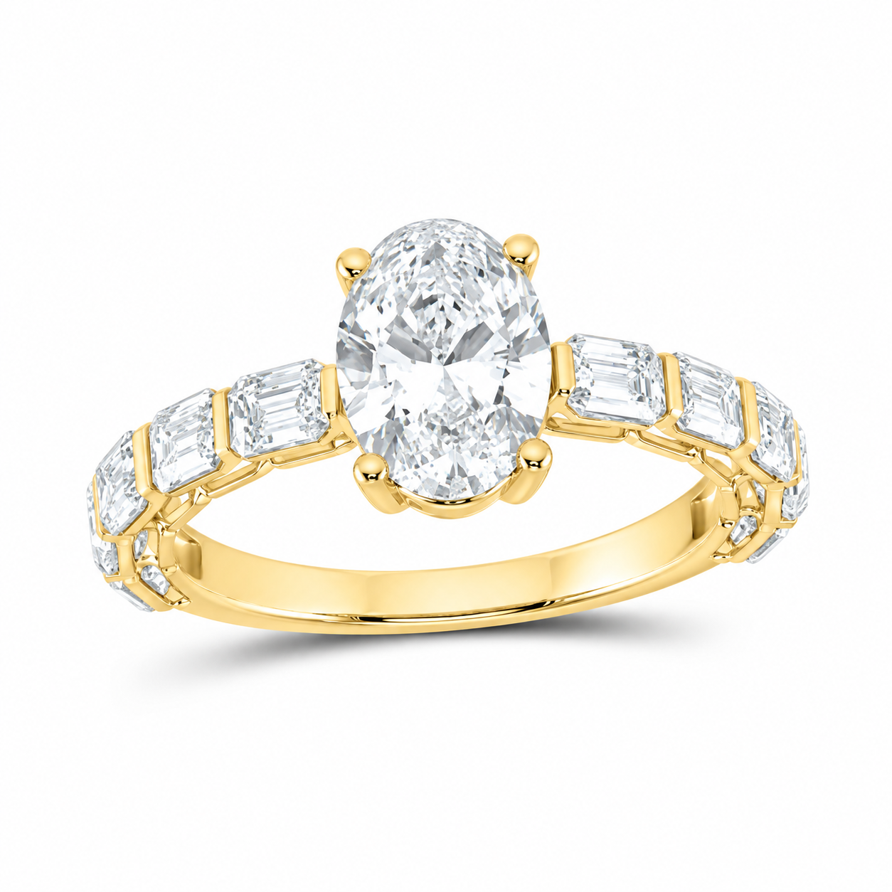 14K Yellow Gold 3 CTW Lab-Grown Diamond Oval Engagement Ring, photo 1