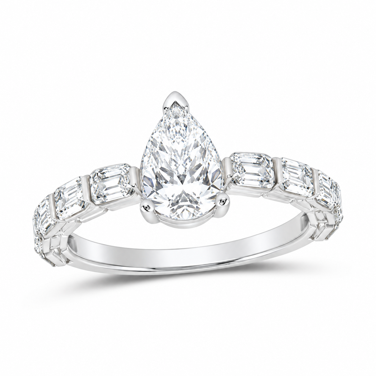 14K White Gold 2 1/2 CTW Lab-Grown Diamond Pear Engagement Ring, photo 1