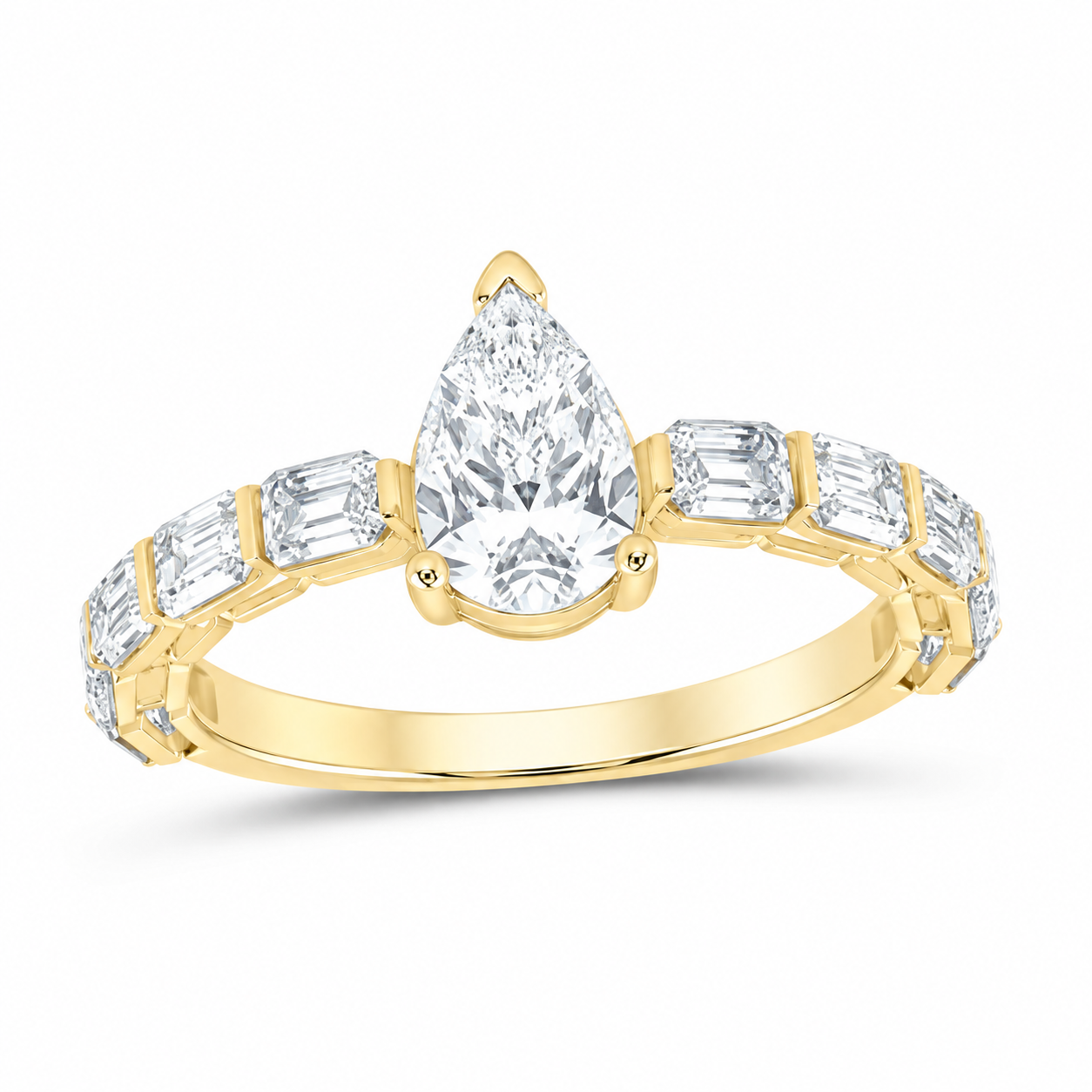 14K Yellow Gold 2 1/2 CTW Lab-Grown Diamond Pear Engagement Ring, photo 1