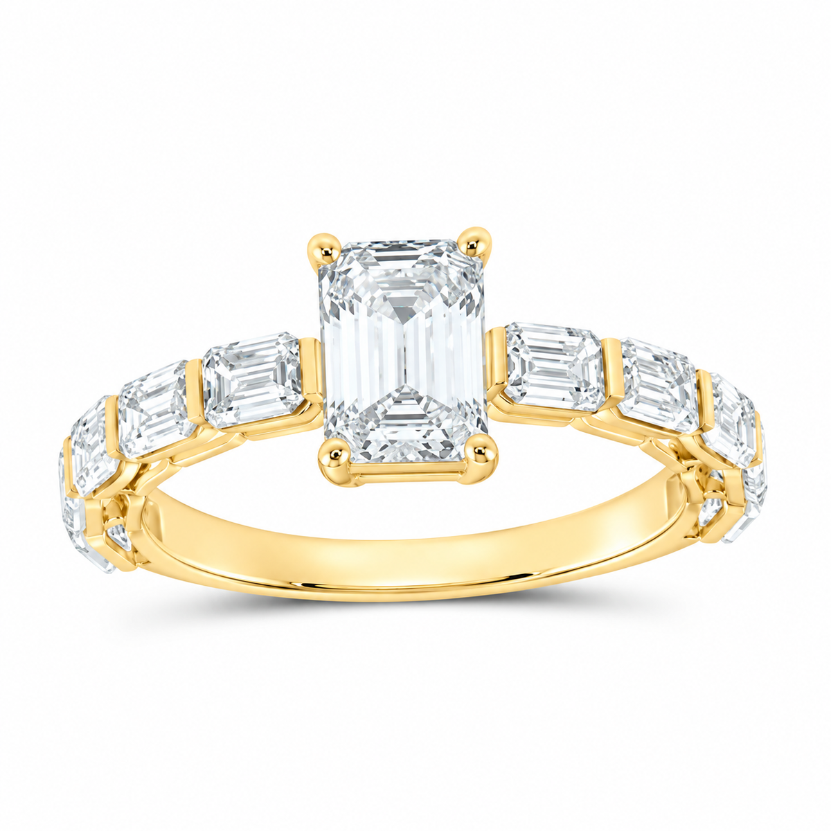 14K Yellow Gold 2 1/2 CTW Lab-Grown Diamond Emerald Engagement Ring, photo 1