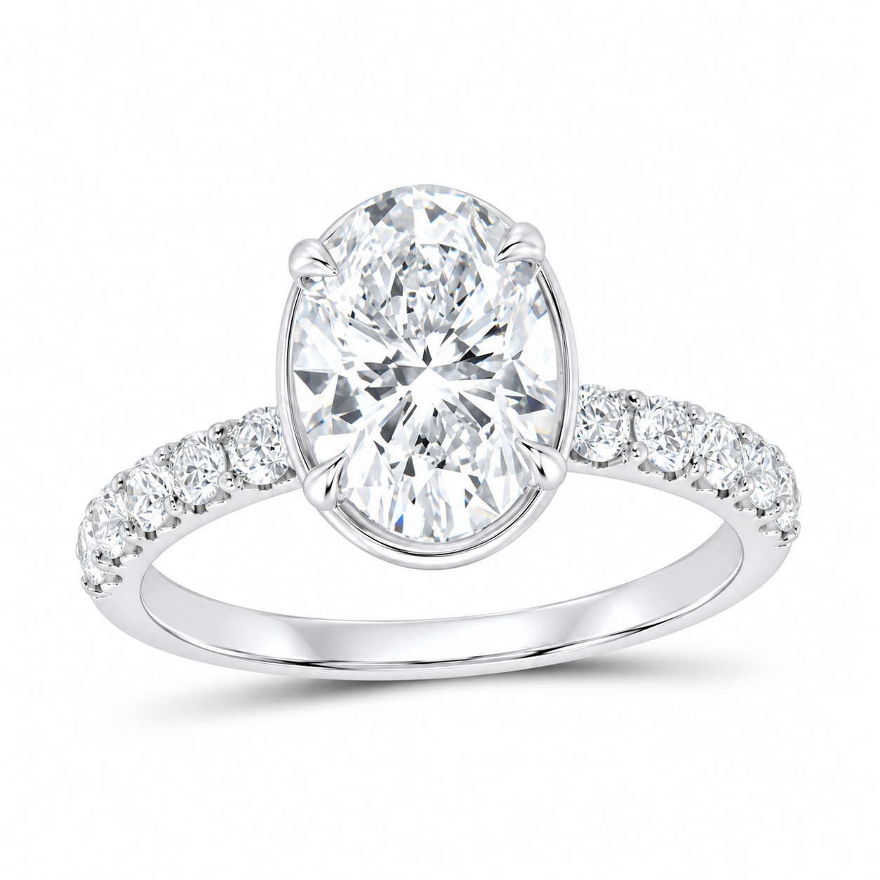 14K White Gold 2 CTW Lab-Grown Diamond Oval Engagement Ring, photo 1