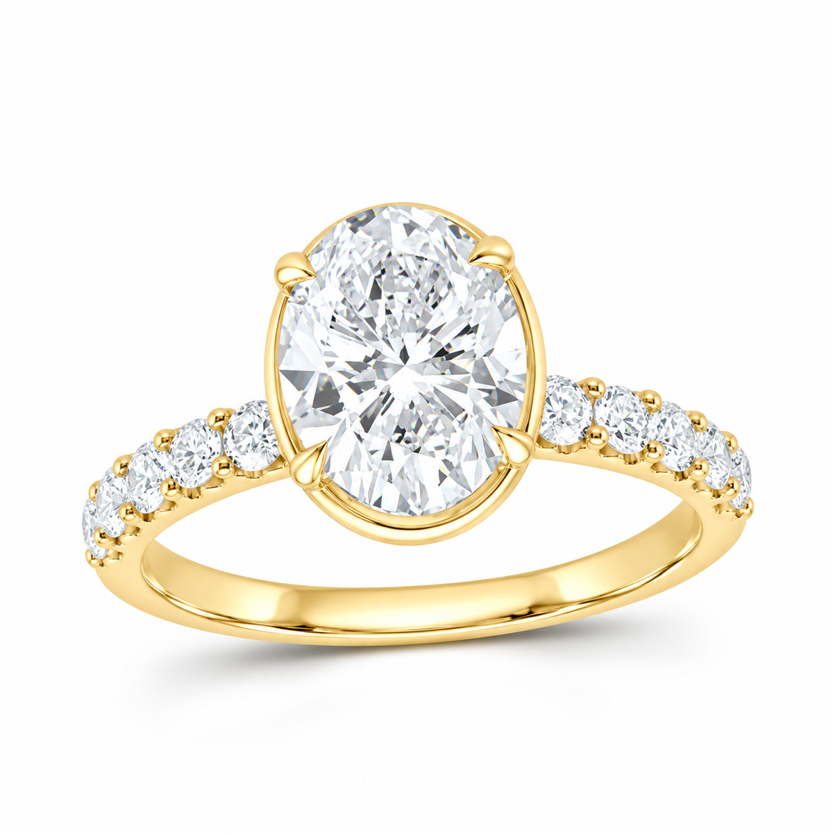 14K Yellow Gold 2 CTW Lab-Grown Diamond Oval Engagement Ring, photo 1