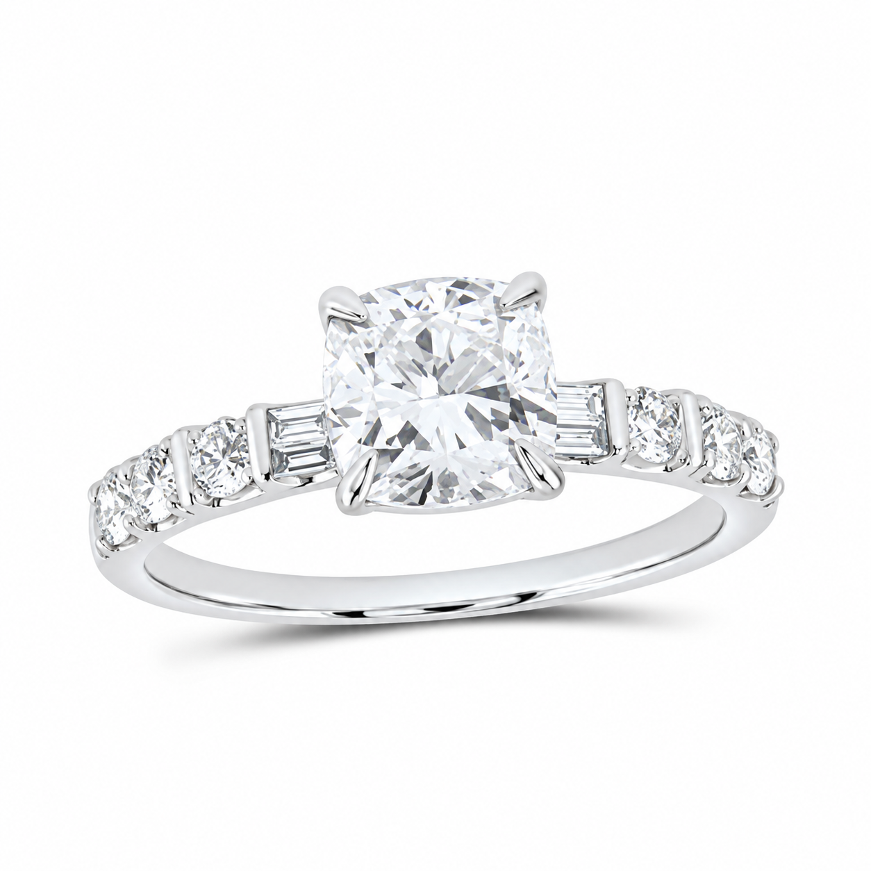 14K White Gold 1 7/8 CTW Lab-Grown Diamond Cushion Engagement Ring, photo 1