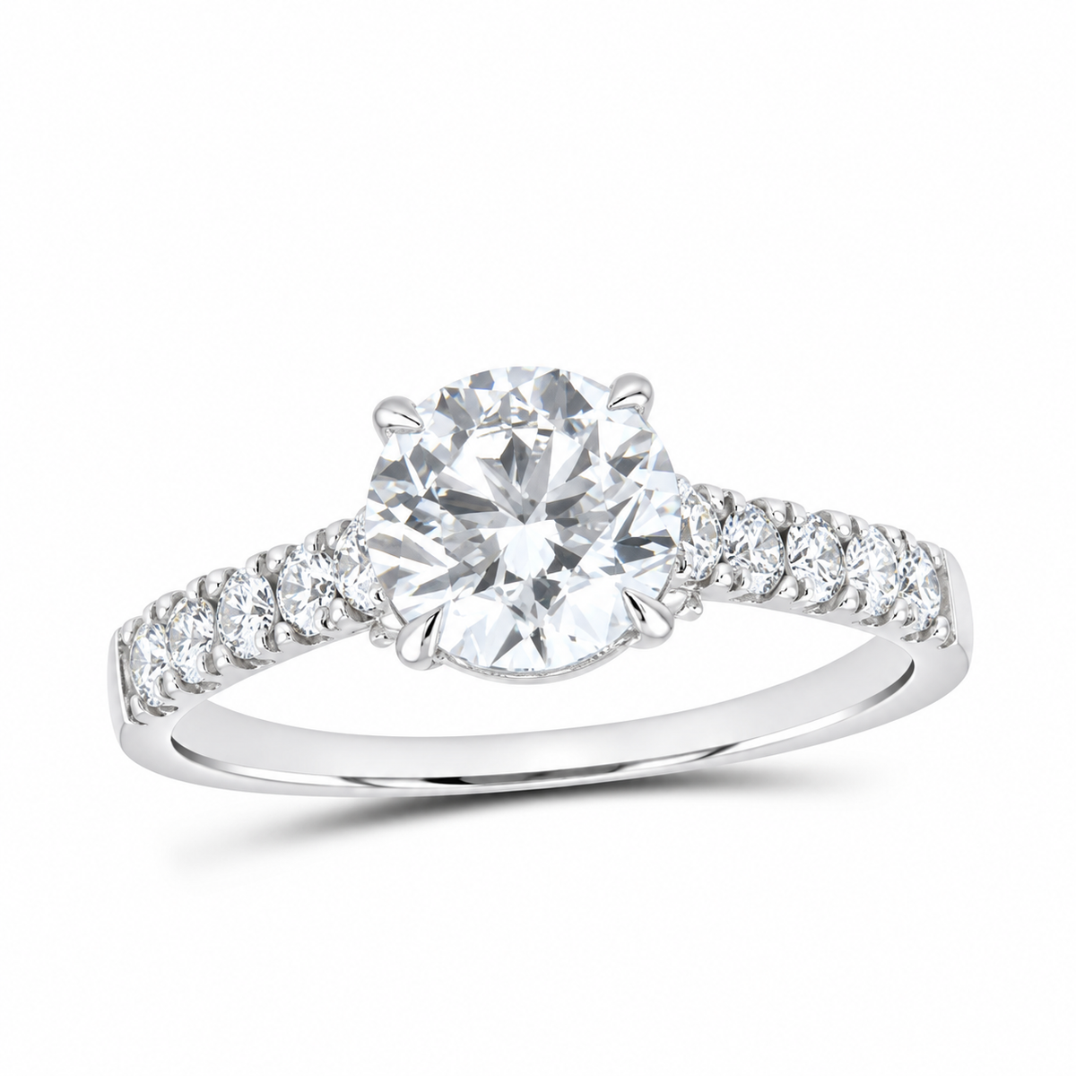 14K White Gold 2 CTW Lab-Grown Diamond Round Engagement Ring, photo 1