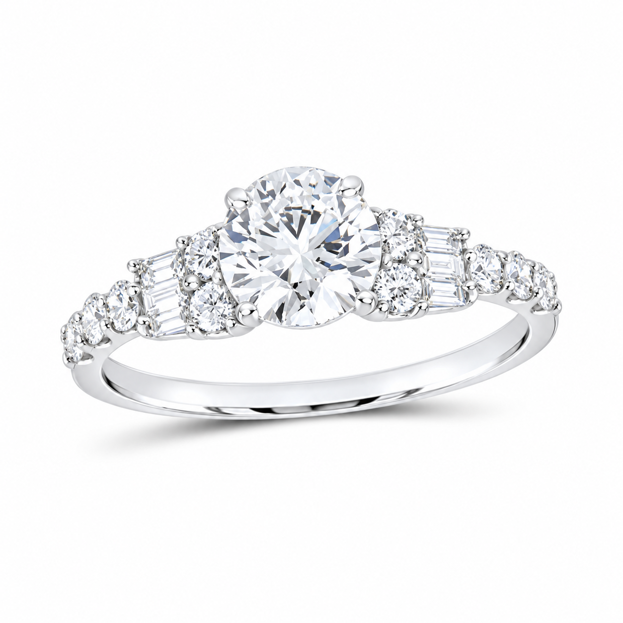 14K White Gold 1 1/2 CTW Lab-Grown Diamond Round Engagement Ring, photo 1