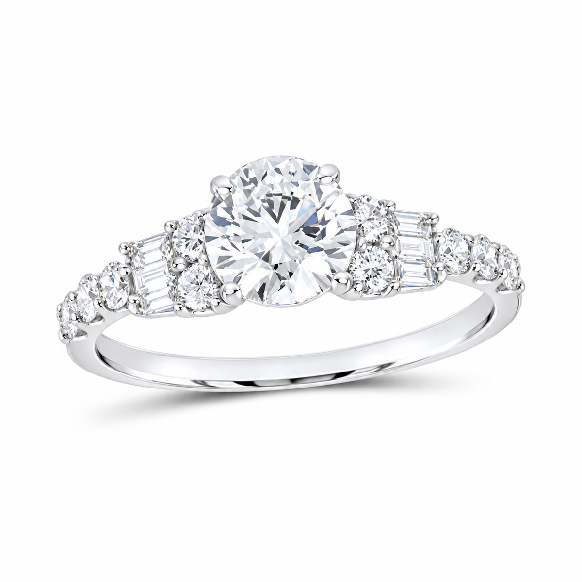 14K White Gold 1 1/2 CTW Lab-Grown Diamond Round Engagement Ring, photo 1