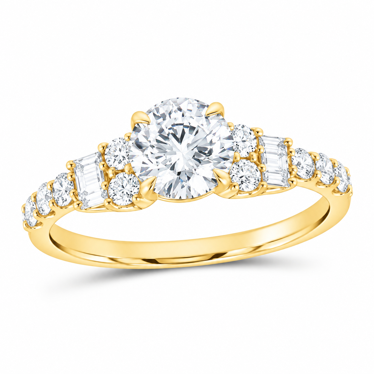 14K Yellow Gold 1 1/2 CTW Lab-Grown Diamond Round Engagement Ring, photo 1