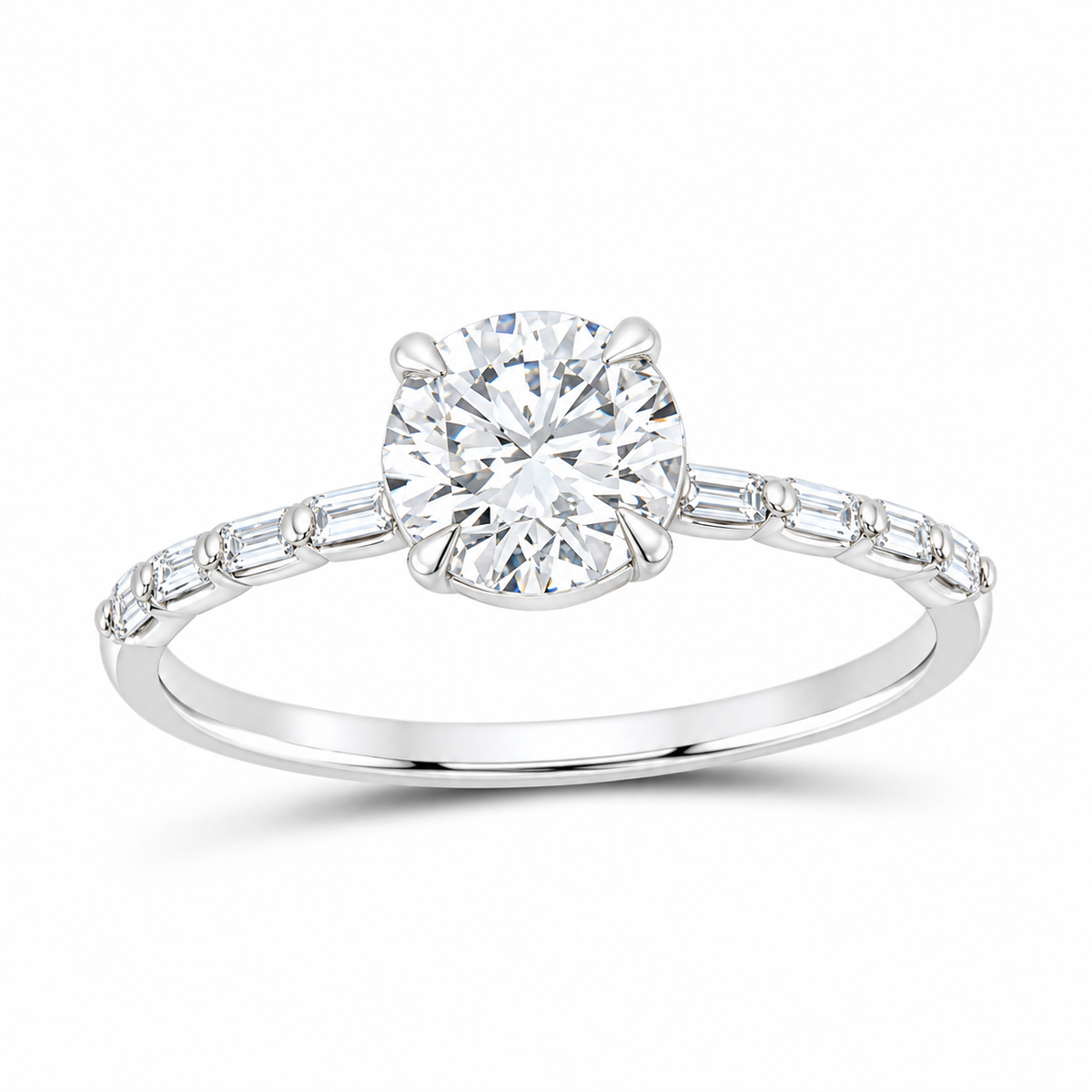 14K White Gold 1 CTW Lab-Grown Diamond Round Engagement Ring, photo 1