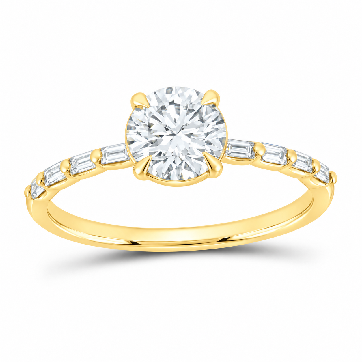 14K Yellow Gold 1 CTW Lab-Grown Diamond Round Engagement Ring, photo 1