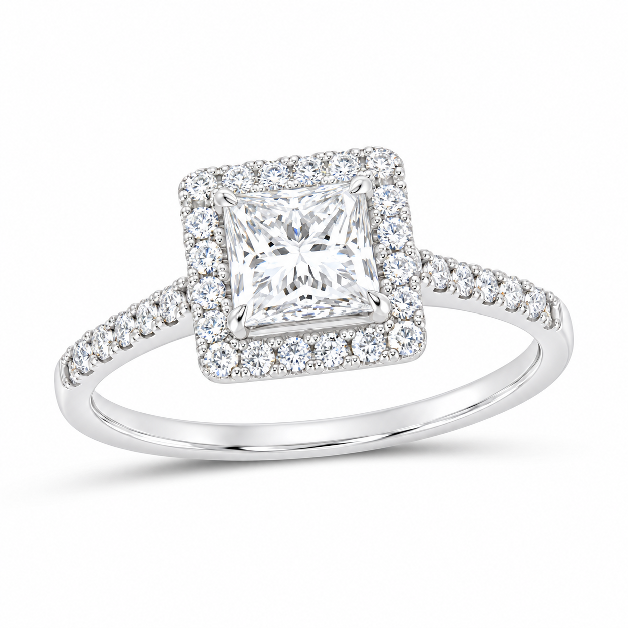 14K White Gold 1 1/3 CTW Lab-Grown Diamond Princess Engagement Ring, photo 1