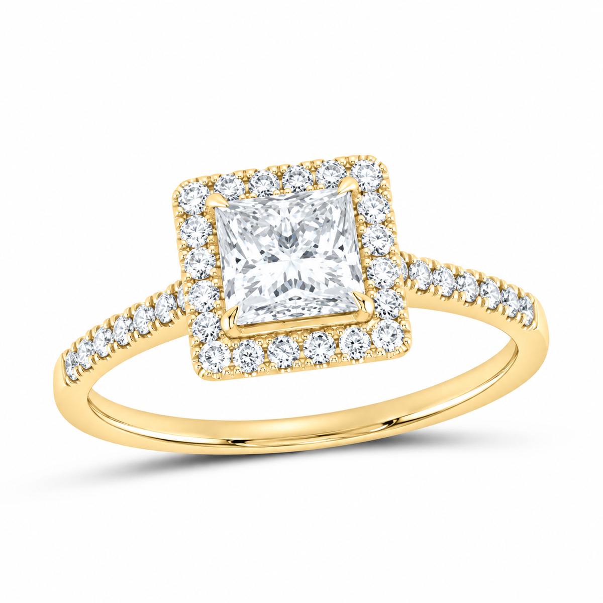 14K Yellow Gold 1 1/3 CTW Lab-Grown Diamond Princess Engagement Ring, photo 1