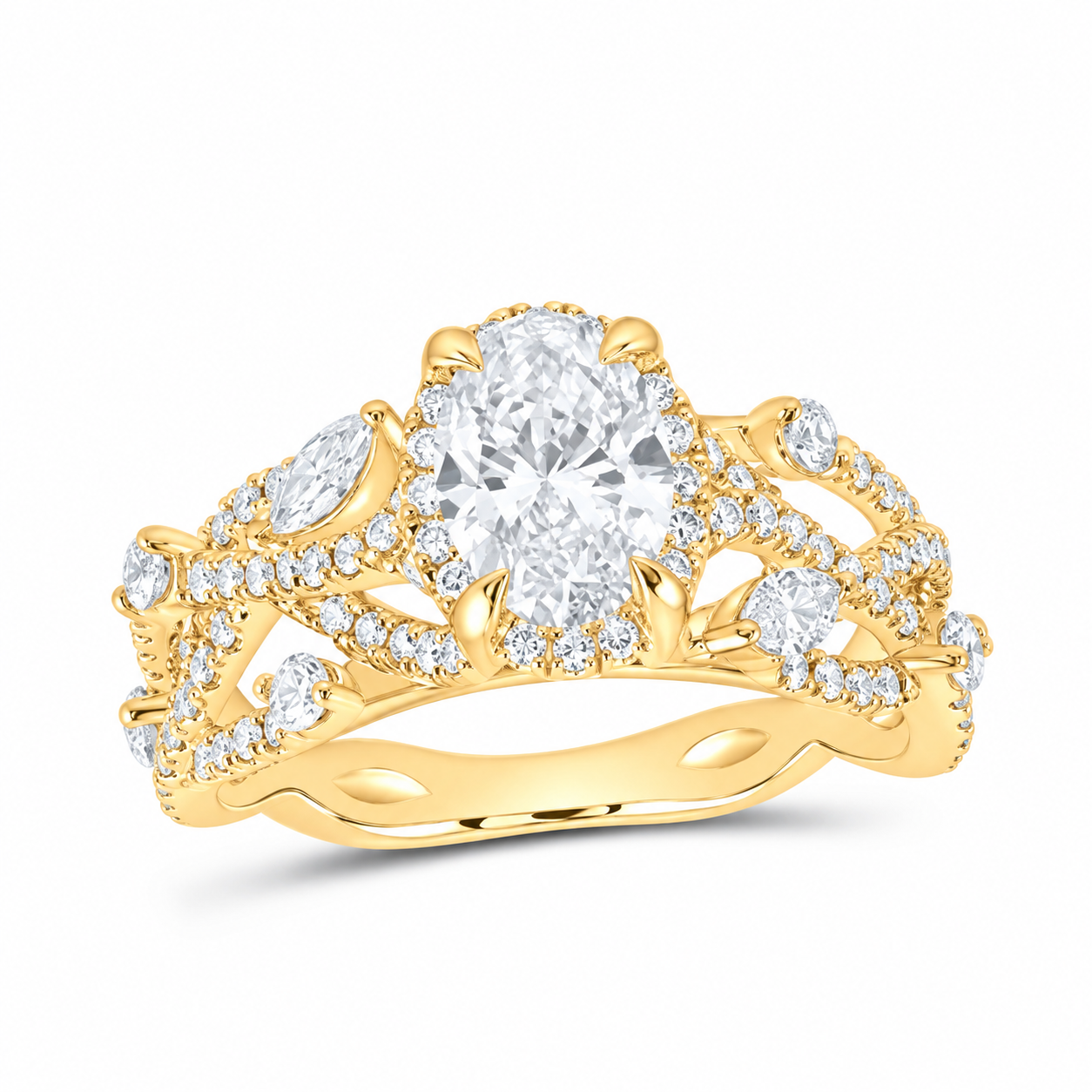 14K Yellow Gold 1 7/8 CTW Lab-Grown Diamond Oval Engagement Ring, photo 1