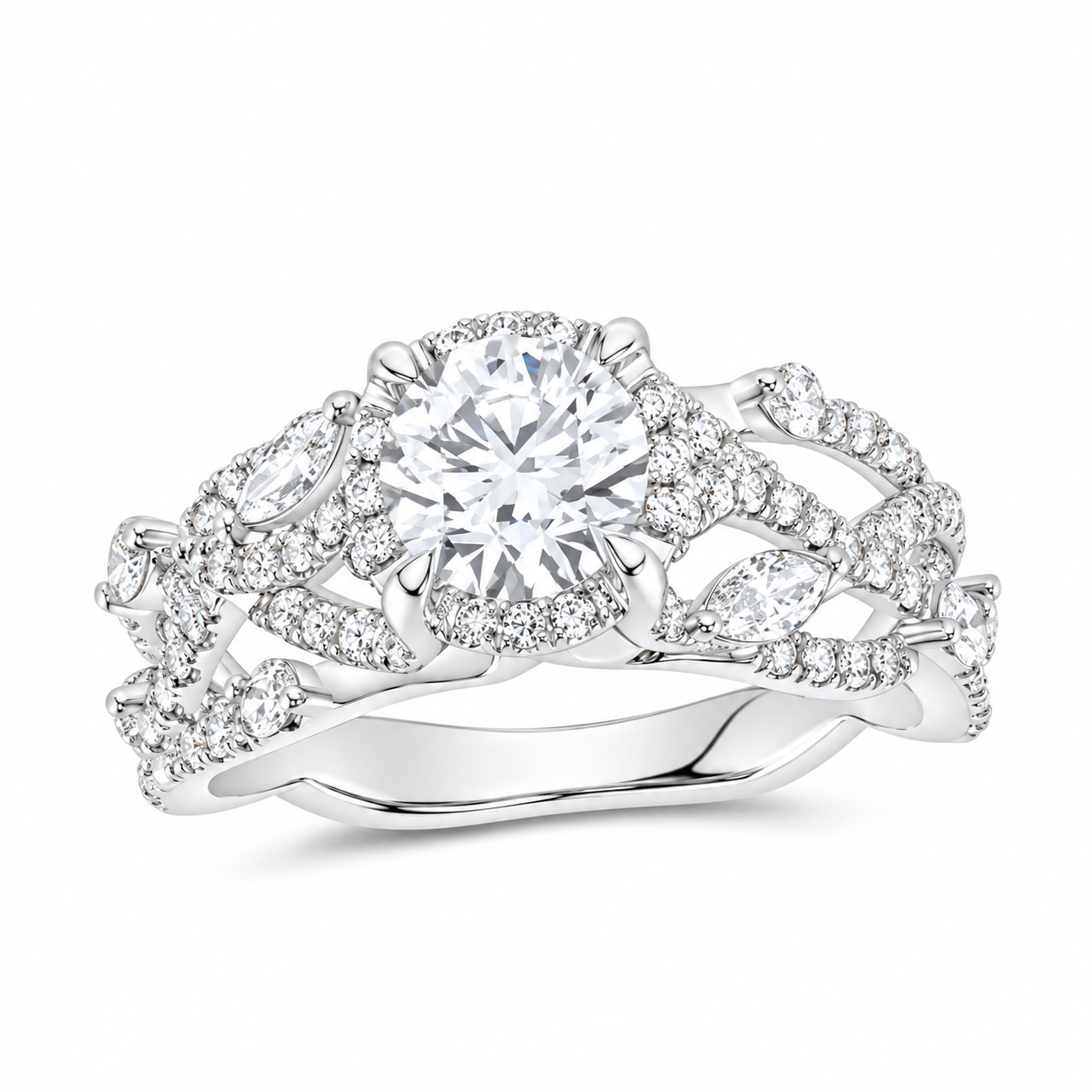 14K White Gold 1 7/8 CTW Lab-Grown Diamond Round Engagement Ring, photo 1