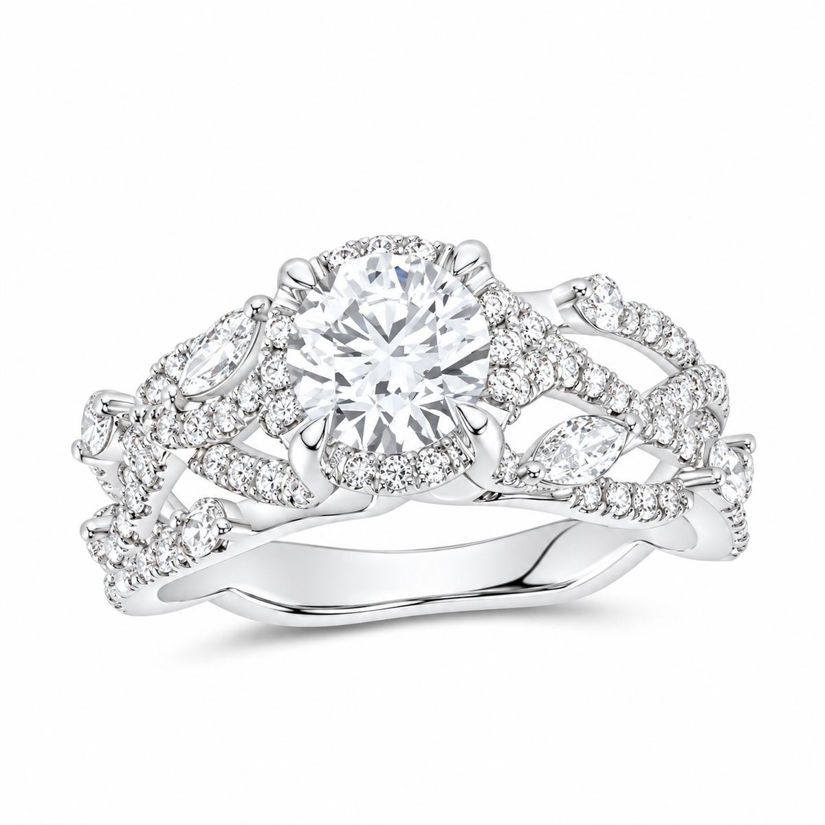 14K White Gold 1 7/8 CTW Lab-Grown Diamond Round Engagement Ring, photo 1