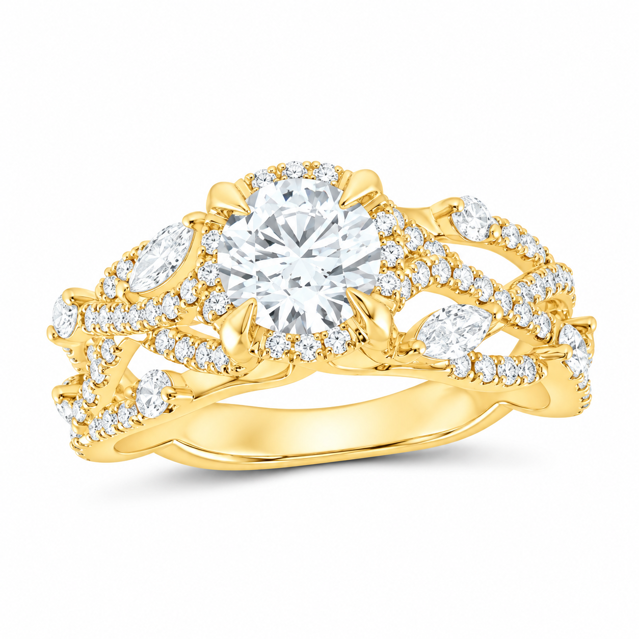 14K Yellow Gold 1 7/8 CTW Lab-Grown Diamond Round Engagement Ring, photo 1