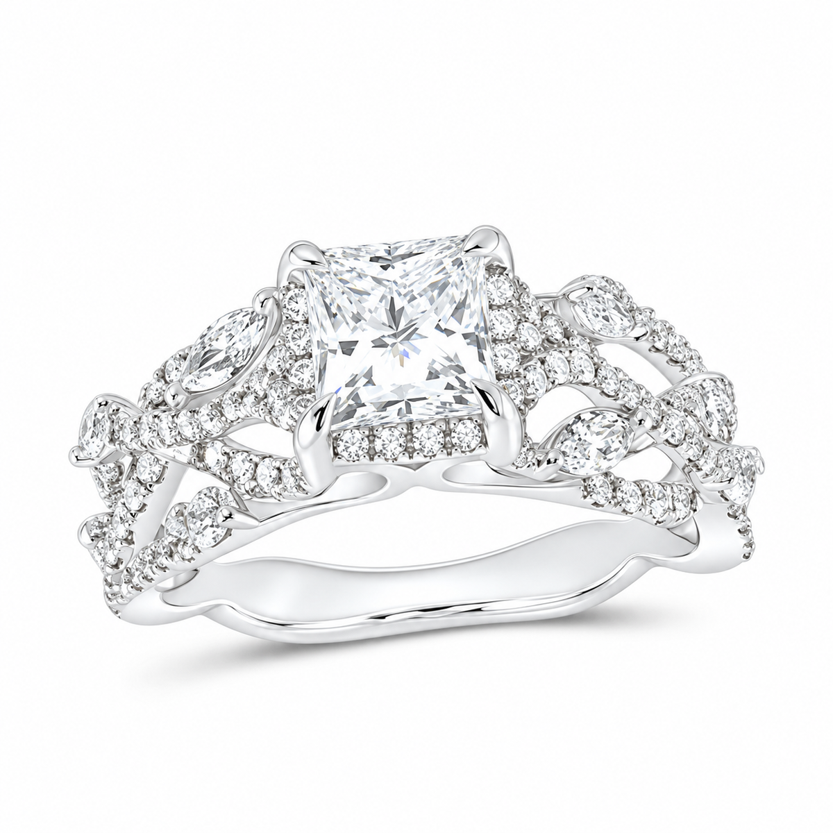 14K White Gold 1 7/8 CTW Lab-Grown Diamond Princess Engagement Ring, photo 1