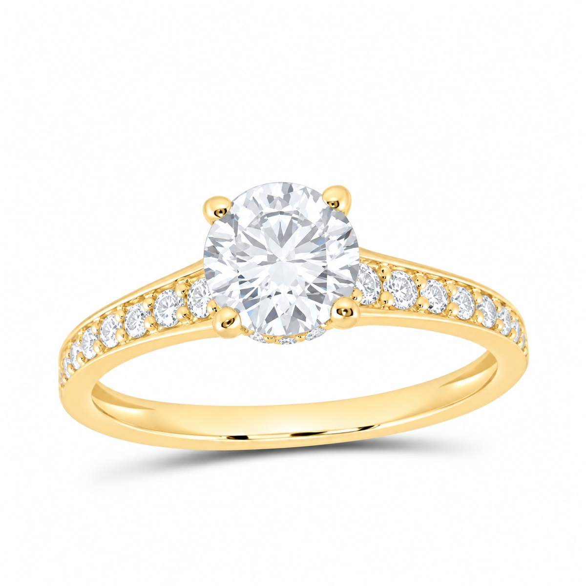 14K Yellow Gold 1 3/8 CTW Lab-Grown Diamond Round Engagement Ring, photo 1